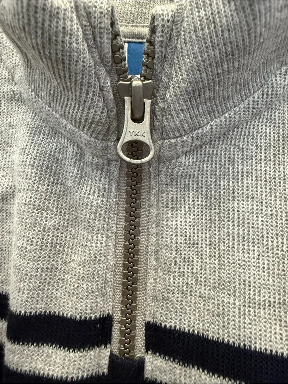 Old Navy Gray Quarter-Zip Sweater with Navy Stripes